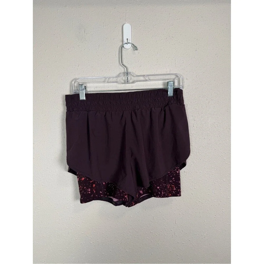 Athleta HIIT It 2-in-1 Shorts Medium Purple Athletic Running Workout Lined